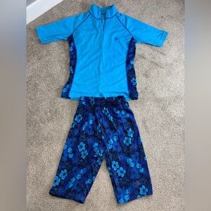 Coolibar Quarter Zip Floral UPF 50 Sun Protection Rashguard Top and Shorts XS